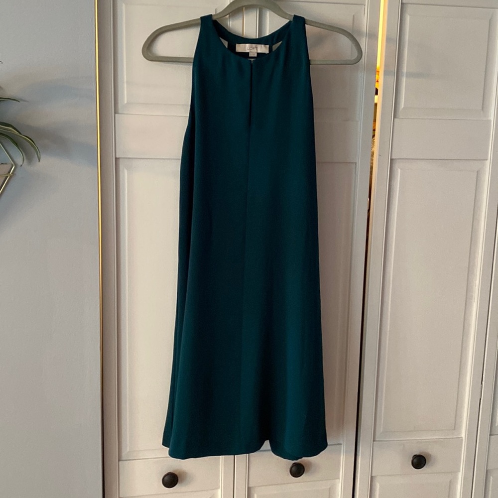 Loft green back flowy mini dress 💕